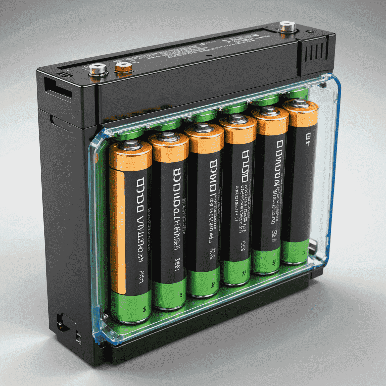 A cutaway view of an advanced lithium-ion battery, showing its internal structure and innovative components